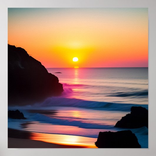 素晴らし色鮮やかサンセットデジタルプリント ポスター (正面)