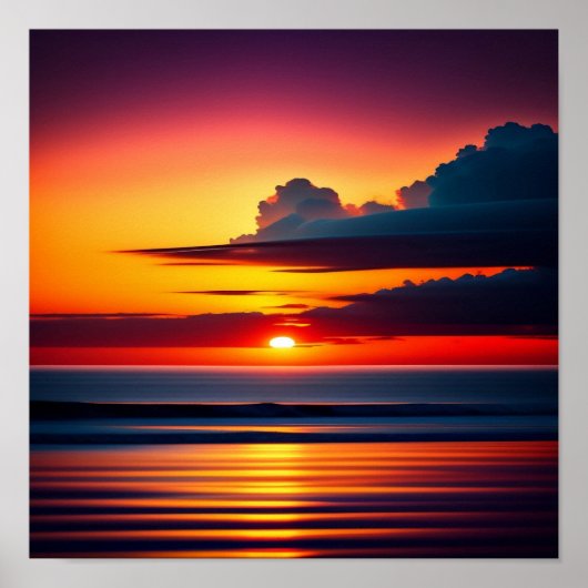 素晴らし色鮮やかサンセットデジタルプリント ポスター (正面)