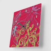 素晴らし花カッコいい可愛ガーリーレトロフローラ スクエア壁時計 (傾斜)