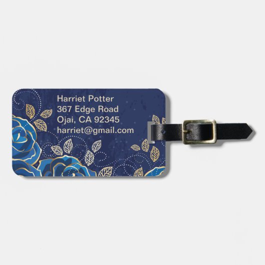 素晴らし花カッコいい可愛ガーリーレトロフローラ ラゲッジタグ (正面横)