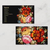 素晴らし花カッコいい可愛ガーリーレトロフローラ 名刺 (正面/裏面)