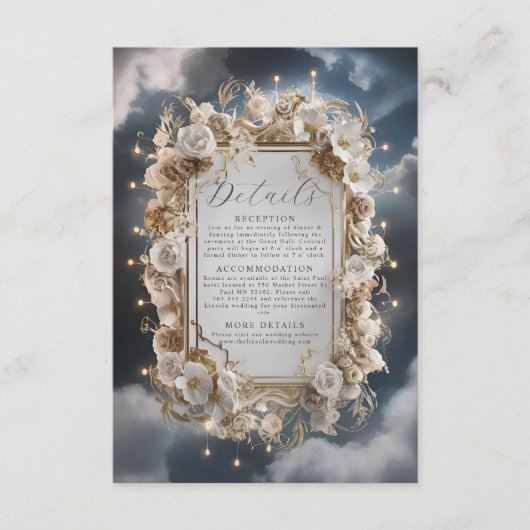 素晴らし花模様にゴールデン結婚ズ エンクロージャーカード (正面)