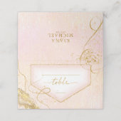 素晴らし行金ゴールド抽象芸術のテー結婚ブルB ID867 プレイスカード (外部開封)