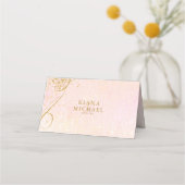 素晴らし行金ゴールド抽象芸術のテー結婚ブルB ID867 プレイスカード (裏面)