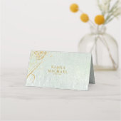 素晴らし行金ゴールド抽象芸術のテー結婚ブルSg ID867 プレイスカード (裏面)