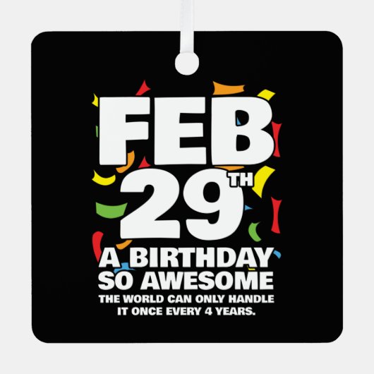 素晴らし誕生日2024うるう日うるう年2月29日 メタルオーナメント (正面)