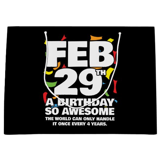 素晴らし誕生日2024うるう日うるう年2月29日 ラージペーパーバッグ (正面)