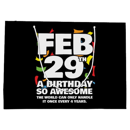 素晴らし誕生日2024うるう日うるう年2月29日 ラージペーパーバッグ (裏面)
