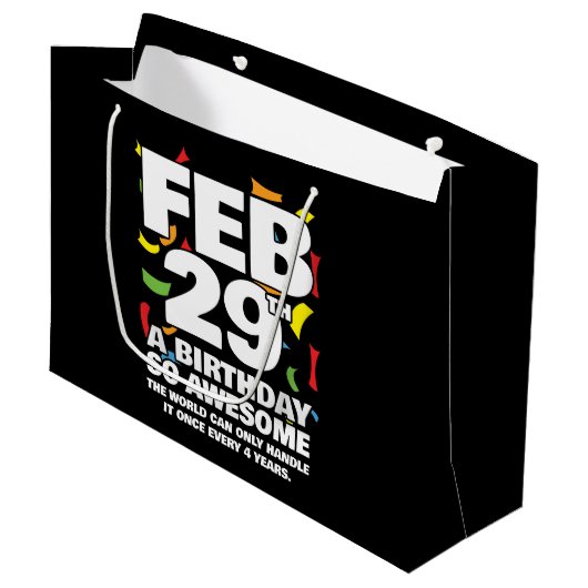 素晴らし誕生日2024うるう日うるう年2月29日 ラージペーパーバッグ (正面アングル)