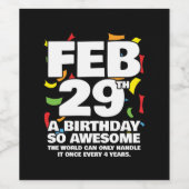 素晴らし誕生日2024うるう日うるう年2月29日 ワインラベル (シングルラベル)