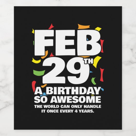 素晴らし誕生日2024うるう日うるう年2月29日 ワインラベル (シングルラベル)