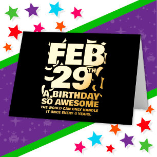 素晴らし誕生日2024うるう日うるう年2月29日 箔グリーティングカード