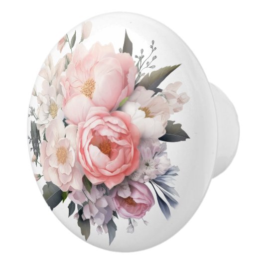 素晴らし赤面と白フローラ セラミックノブ (右)