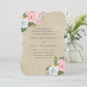 素晴らし赤面ピンクフローラエレガントなウェディング招待状 招待状 (スタンド正面)