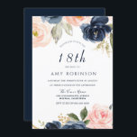 素晴らし赤面&ネイビーフローラ18th誕生日パーティー 招待状<br><div class="desc">赤面&ネイビー素晴らしフローラ18thバースデーパーティーの招待ニッチとネストストアの一致するデザインとアイテムを参照</div>