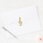 素晴らし輝く金ゴールドバー効果高音クレフ、 音符記号音楽 三角形シール (封筒)