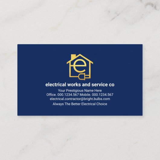素晴らし金ゴールドの電気アイコン電力 名刺 (裏面)