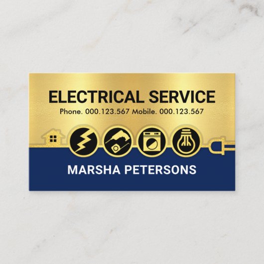 素晴らし金ゴールドの電気アイコン電力 名刺 (正面)