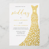 素晴らし金ゴールドラブハートフォイルドレ結婚ス 箔招待状 (正面)
