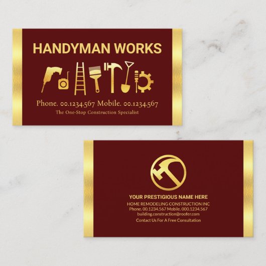 素晴らし金ゴールド付き手ストライプ利 名刺 (正面/裏面)