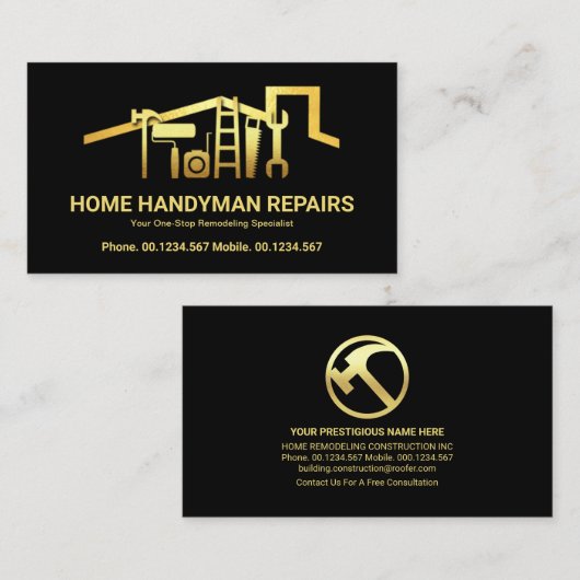 素晴らし金ゴールド屋根用手押し工具 名刺 (正面/裏面)