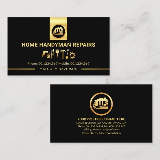 素晴らし金ゴールド手利師ツールのタブ行 名刺 (正面/裏面)