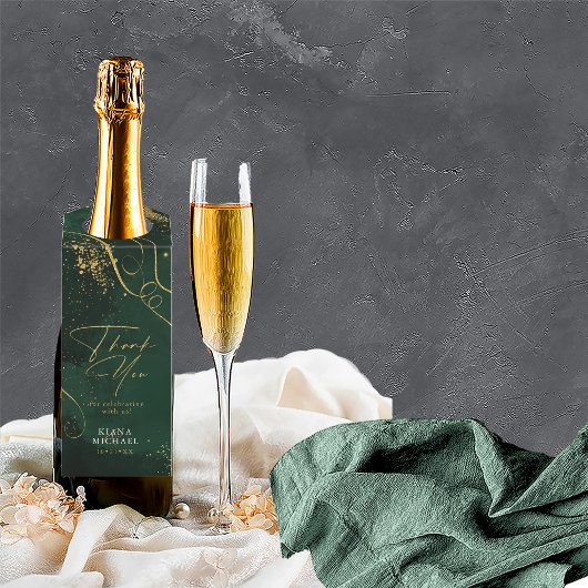 素晴らし金ゴールド抽象芸術結婚のEmerald ID867を表示 ボトルネックタグ