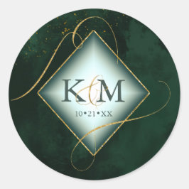 素晴らし金ゴールド抽象芸術結婚のEmerald ID867を表示 ラウンドシール