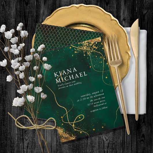 素晴らし金ゴールド抽象芸術結婚のV1 Emerald ID867をライン