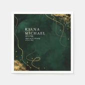 素晴らし金ゴールド抽象芸術結婚のV1 Emerald ID867をライン スタンダードカクテルナプキン (正面)