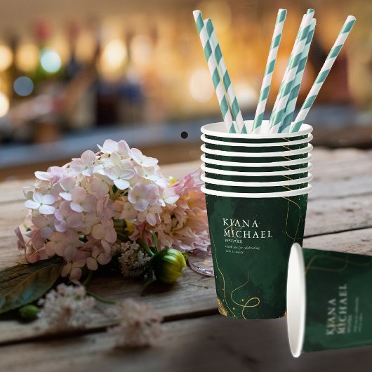 素晴らし金ゴールド抽象芸術結婚のV1 Emerald ID867をライン 紙コップ