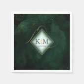 素晴らし金ゴールド抽象芸術結婚のV2 Emerald ID867を行う スタンダードカクテルナプキン (正面)