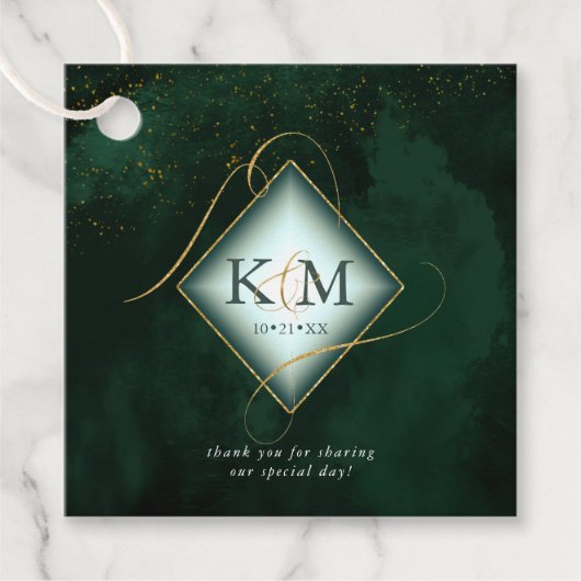 素晴らし金ゴールド抽象芸術結婚のV2 Emerald ID867を行う フェイバータグ (正面)