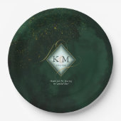 素晴らし金ゴールド抽象芸術結婚のV2 Emerald ID867を行う ペーパープレート (正面)