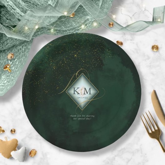 素晴らし金ゴールド抽象芸術結婚のV2 Emerald ID867を行う ペーパープレート