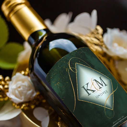 素晴らし金ゴールド抽象芸術結婚のV2 Emerald ID867を行う ワインラベル