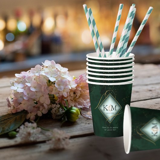 素晴らし金ゴールド抽象芸術結婚のV2 Emerald ID867を行う 紙コップ