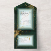 素晴らし金ゴールド抽象芸術結婚のV3 Emerald ID867を行う オールインワン招待状 (内側)