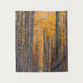 素晴らし金ゴールド秋の森 タペストリー
