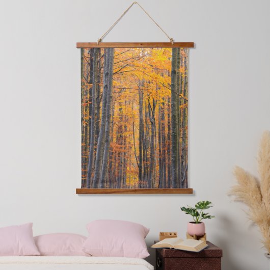 素晴らし金ゴールド秋の森 吊り下げ型タペストリー (寝室)