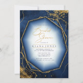 素晴らし金ゴールド線抽象芸術ブライダルシャワー海軍ID867 (正面)