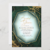 素晴らし金ゴールド線抽象芸術ブライダルシャワー緑ID867 (正面)