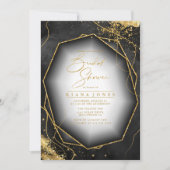 素晴らし金ゴールド線抽象芸術ブライダルシャワー黒ID867 (正面)