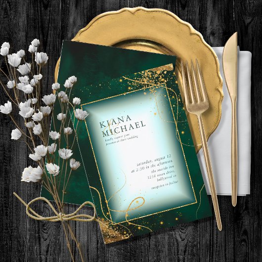 素晴らし金ゴールド線抽象芸術結婚のV2 Emerald ID867