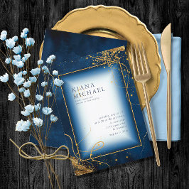 素晴らし金ゴールド線結婚抽象芸術V2 Navy ID867