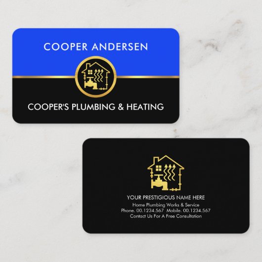 素晴らし金ゴールド線配管暖房 名刺 (正面/裏面)