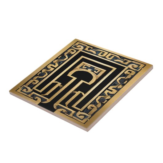 素晴らし金ゴールド黒青スタイリッシュギリシャ瓦 タイル (側面)