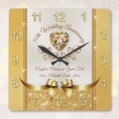 素晴らし金パーソナライズされた周年時計 スクエア壁時計