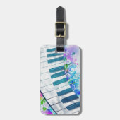 素晴らし青カッコいいの円形ピアノライト効果 ラゲッジタグ (正面縦)