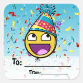 素晴らし顔の誕生日の現在のシール スクエアシール (正面)